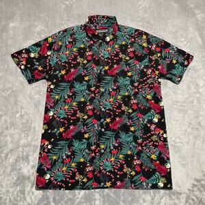 Fresh Prints Shirt Mens Medium Black Jungle Snake All Over Print Casual Stretch